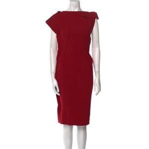 NWT Lanvin Bateau Neckline Midi Sheath Dress - Red - Size 38 EU/6 US